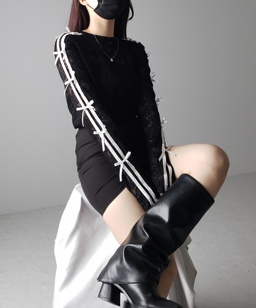 「me+em select」 長袖カットソー FREE ブラック レディース_画像8