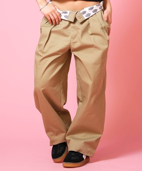 ミュベール　ディッキーズコラボパンツ　ベージュ　40 グログランリボン Dickies（ディッキーズ） ワイドパンツ パンツ 「ムラサキスポーツ限定