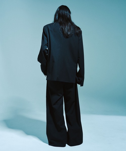 Camphor wood スラックス 1TUCK WIDE BAGGY STRIPE SLACKS