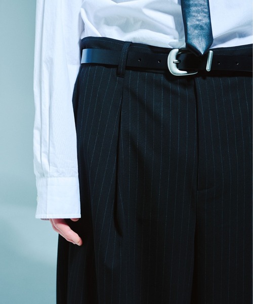 Camphor wood スラックス 1TUCK WIDE BAGGY STRIPE SLACKS