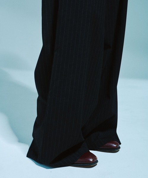 Camphor wood スラックス 1TUCK WIDE BAGGY STRIPE SLACKS