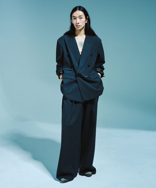 Camphor wood スラックス 1TUCK WIDE BAGGY STRIPE SLACKS Camphor wood スラックス 1TUCK WIDE BAGGY STRIPE SLACKS