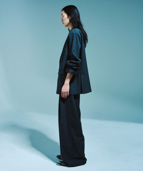 Camphor wood スラックス 1TUCK WIDE BAGGY STRIPE SLACKS