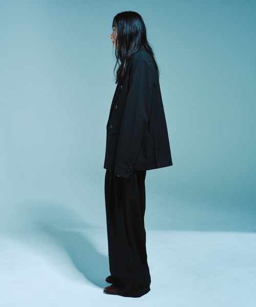 Camphor wood スラックス 1TUCK WIDE BAGGY STRIPE SLACKS