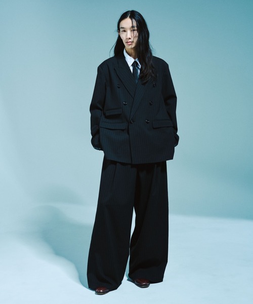 Camphor wood スラックス 1TUCK WIDE BAGGY STRIPE SLACKS
