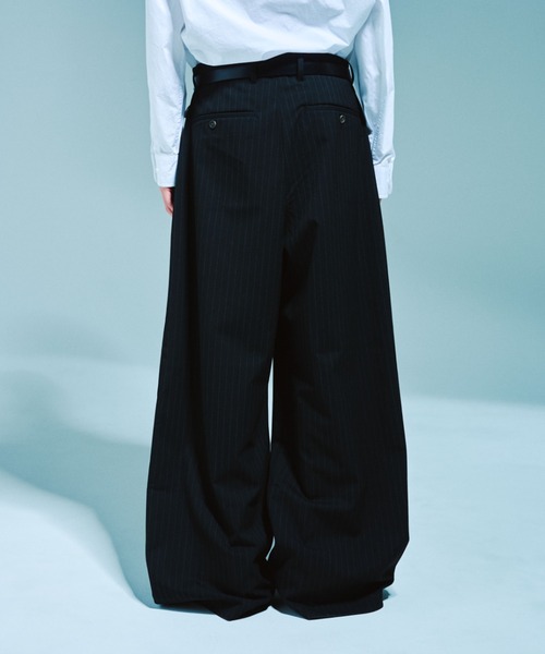 Camphor wood スラックス 1TUCK WIDE BAGGY STRIPE SLACKS