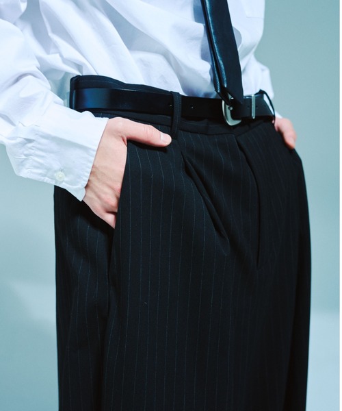 Camphor wood スラックス 1TUCK WIDE BAGGY STRIPE SLACKS Camphor wood スラックス 1TUCK WIDE BAGGY STRIPE SLACKS