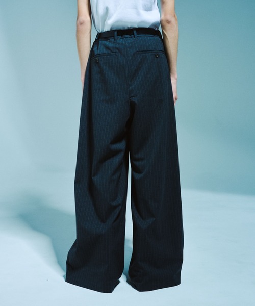 Camphor wood スラックス 1TUCK WIDE BAGGY STRIPE SLACKS