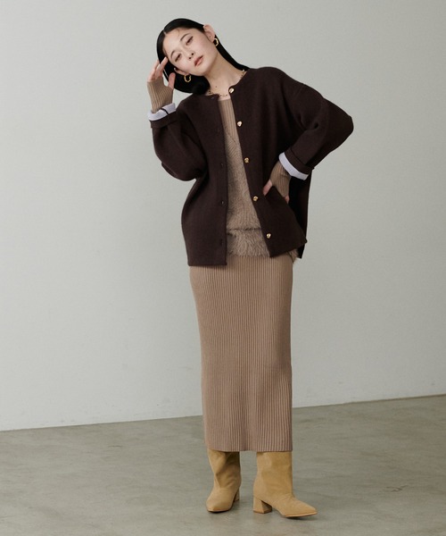 「LARUTA」 ニットワンピース FREE チャコールグレー レディース_画像2