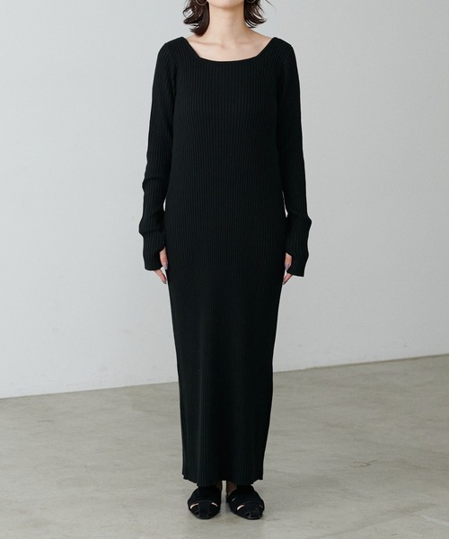 「LARUTA」 ニットワンピース FREE チャコールグレー レディース_画像3