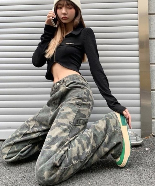 「CANVAS+」 ペインターパンツ S カーキ レディース_画像4