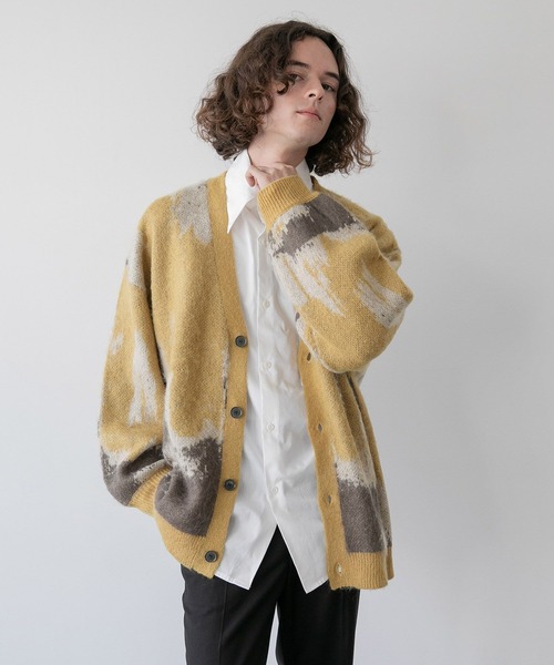 HARE」 ニットカーディガン MEDIUM イエロー メンズ 「HARE」 ニット 