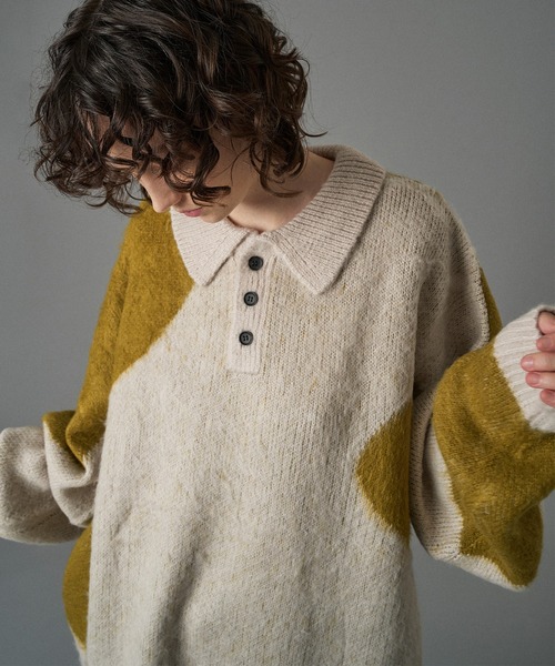 「ONCILY」 長袖ニット MEDIUM ネイビー メンズ_画像5