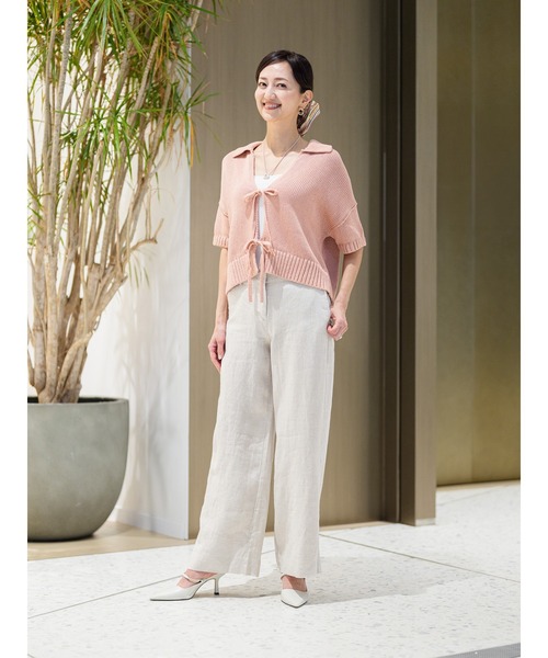 パンツ エブリデイ ワイドレッグ リネン パンツ レディースの画像