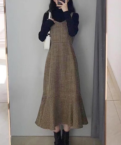 「ad thie」 サロペットスカート M チャコール レディース_画像2