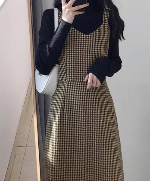 「ad thie」 サロペットスカート M チャコール レディース_画像3