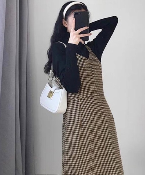 「ad thie」 サロペットスカート M チャコール レディース_画像4