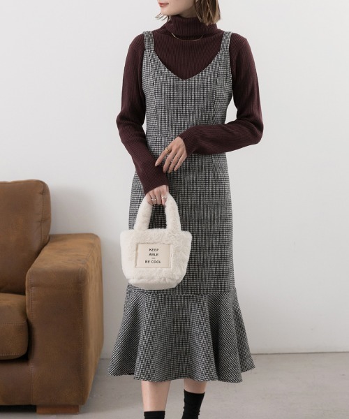 「ad thie」 サロペットスカート M チャコール レディース_画像5