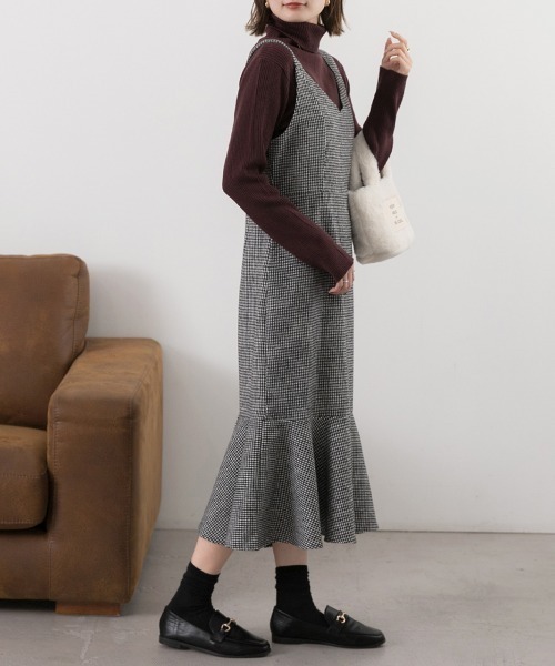 「ad thie」 サロペットスカート M チャコール レディース_画像6