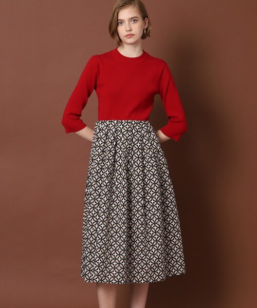 「DRESSTERIOR」 ドッキングワンピース 36 レッド レディースの画像