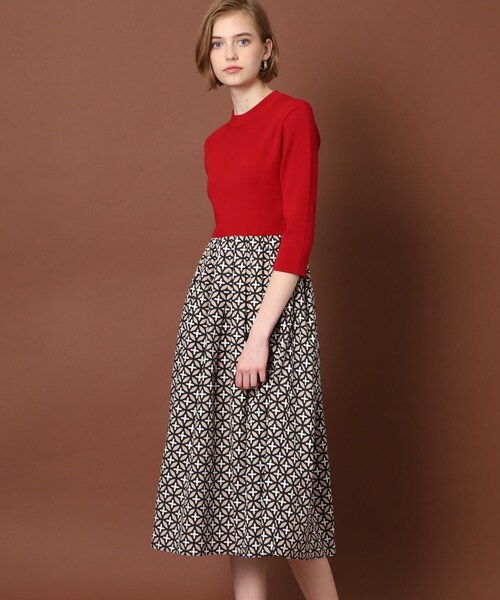 「DRESSTERIOR」 ドッキングワンピース 36 レッド レディースの画像