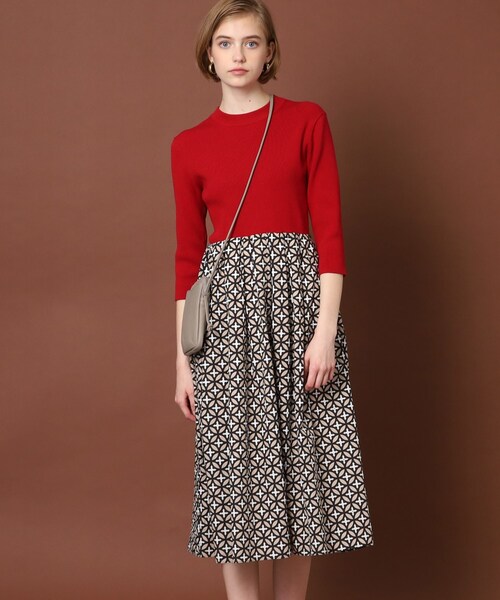 「DRESSTERIOR」 ドッキングワンピース 36 レッド レディースの画像