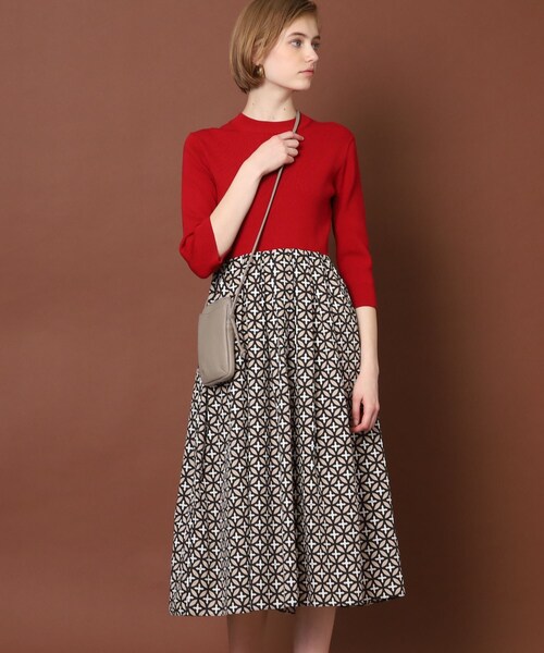 「DRESSTERIOR」 ドッキングワンピース 36 レッド レディースの画像