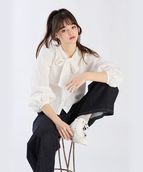 To b. by agnes 「To b.」 長袖ブラウス 38 ホワイト レディース 