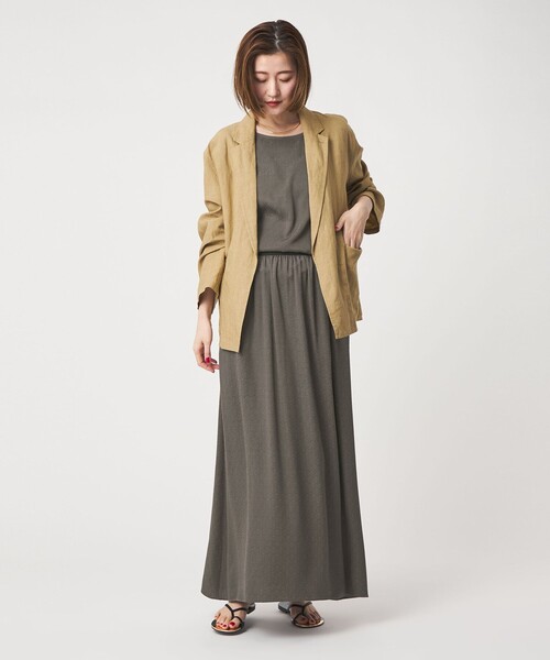 スカート 「conte」レオパード ギャザー ロングスカートの画像