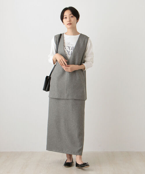 「Afternoon Tea」 ロングスカート MEDIUM グレー レディース_画像2