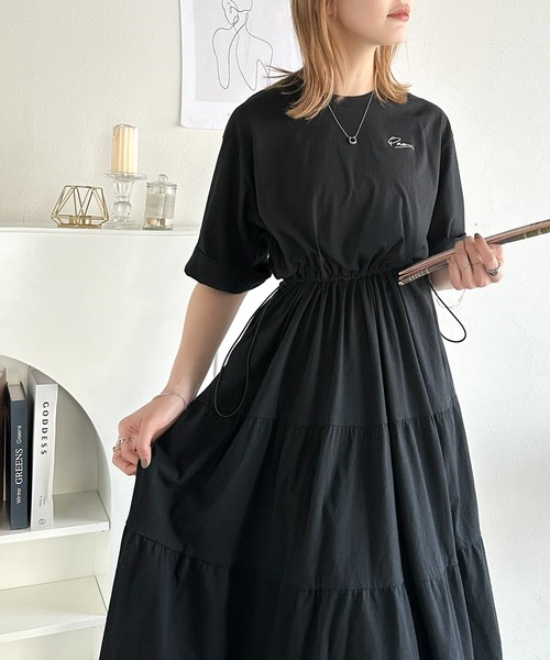 「classicalelf」 半袖ワンピース LARGE ネイビー レディース_画像3