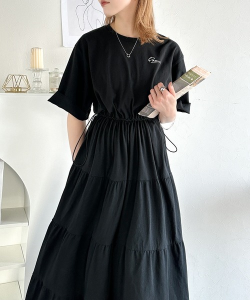 「classicalelf」 半袖ワンピース LARGE ネイビー レディース_画像4