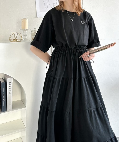 「classicalelf」 半袖ワンピース LARGE ネイビー レディース_画像5
