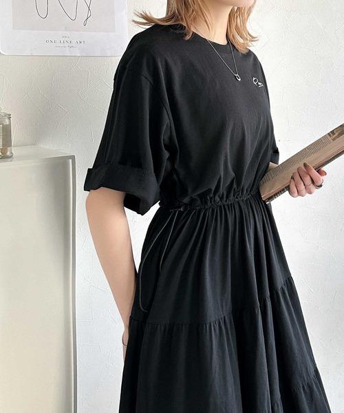 「classicalelf」 半袖ワンピース LARGE ネイビー レディース_画像8