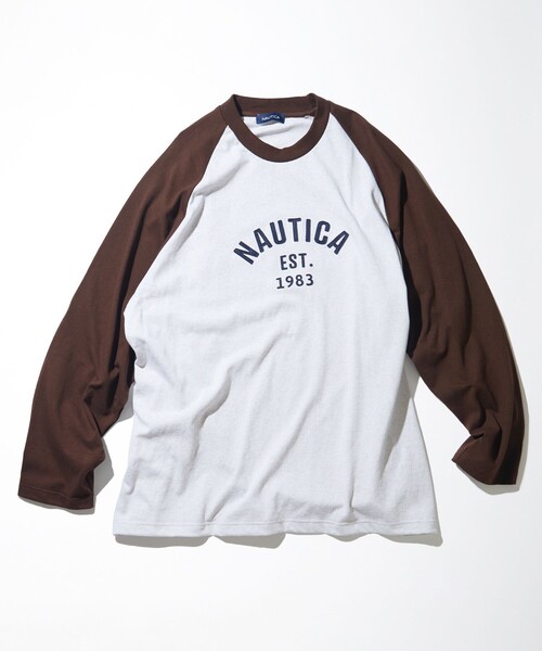 「NAUTICA」 長袖Tシャツ MEDIUM ブラウン メンズの画像