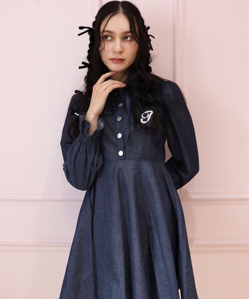 「TITTY&CO.」 シャツワンピース MEDIUM インディゴブルー レディース_画像2