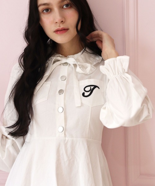 「TITTY&CO.」 シャツワンピース MEDIUM インディゴブルー レディース_画像9