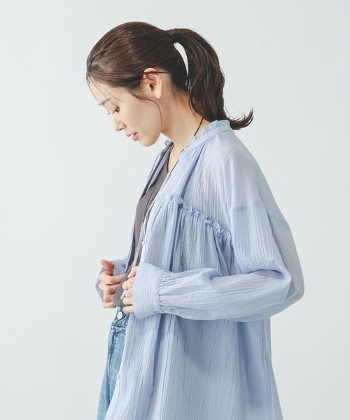 yori ソフト裏起毛フリルブラウス【2022AW】ネイビー　36 たっぷりフリルブラウス – yori shirocon