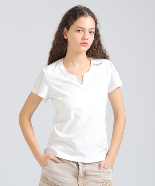 AVIREX（アヴィレックス） tシャツ 「直営店限定」KEY NECK EMBROIDERY