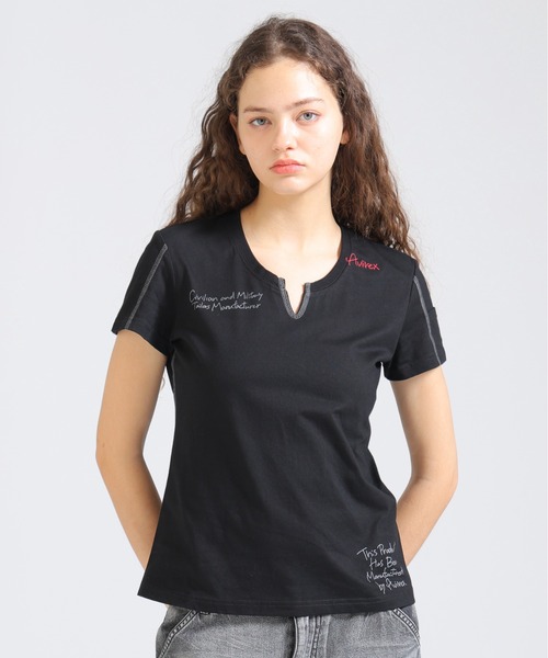 AVIREX（アヴィレックス） tシャツ 「直営店限定」KEY NECK EMBROIDERY