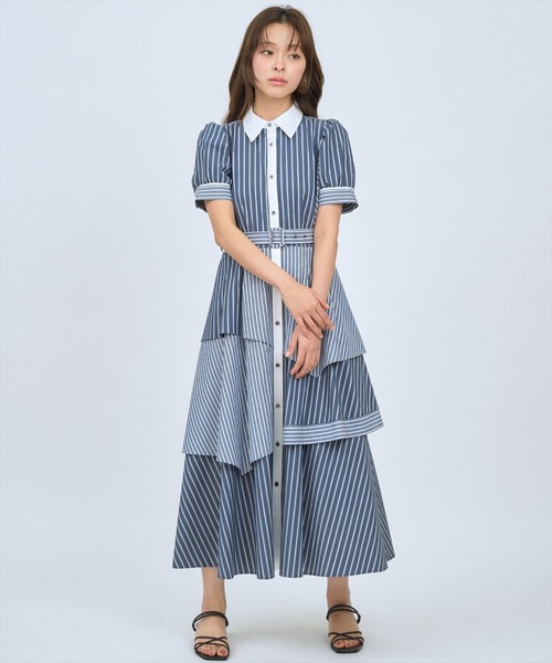 AND COUTURE（アンドクチュール） ワンピース マルチストライプシャツ
