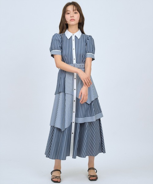 【MOSCHINO COUTURE！】マルチカラー シャツ ドレス ワンピース AND COUTURE（アンドクチュール） ワンピース マルチストライプシャツ