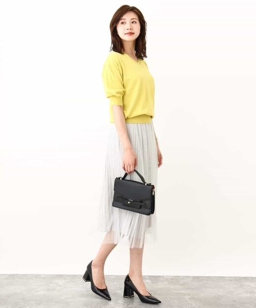 「OFUON le MK」 半袖ニット 38 ライトグレー レディース_画像3