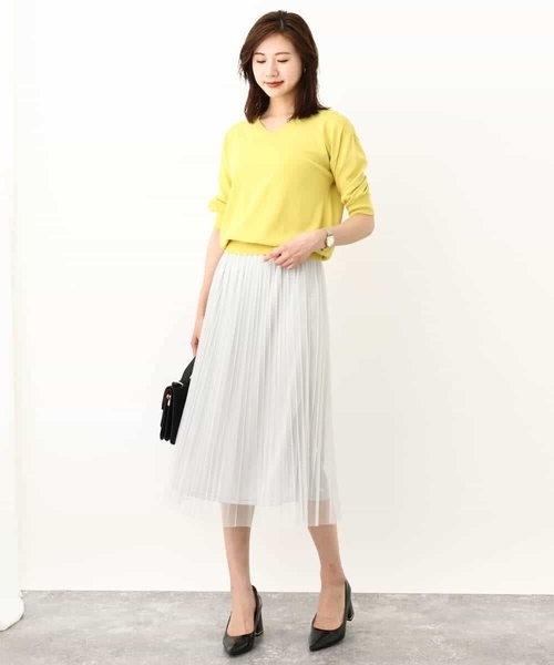 「OFUON le MK」 半袖ニット 38 ライトグレー レディース_画像4