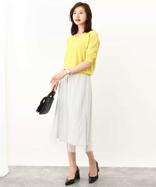 「OFUON le MK」 半袖ニット 38 ライトグレー レディース_画像5