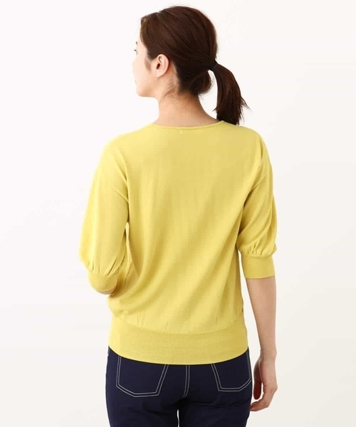 「OFUON le MK」 半袖ニット 38 ライトグレー レディース_画像8
