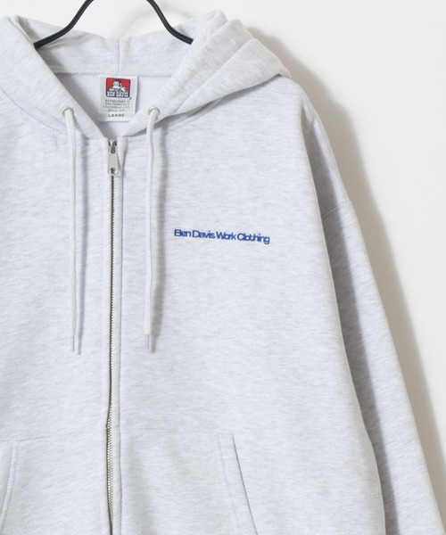 「BEN DAVIS」 ジップアップパーカー X-LARGE アッシュグレー メンズ_画像7