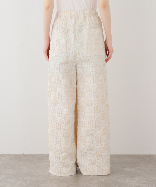 ワイドパンツ パンツ IENA LA BOUCLE フラワーJQストリングパンツ レディースの画像