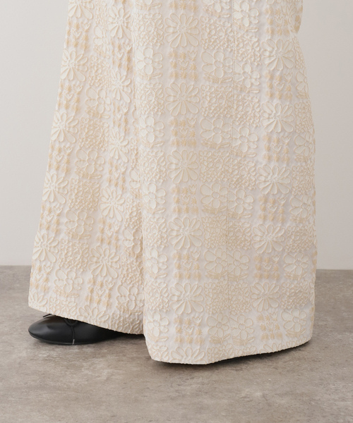 ワイドパンツ パンツ IENA LA BOUCLE フラワーJQストリングパンツ レディースの画像