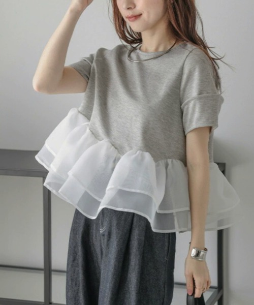 Gypsohila ぺプラムフリルトップス　未使用 シアーフリルペプラムトップス レディース : ZOZOTOWN Yahoo!店 - 通販